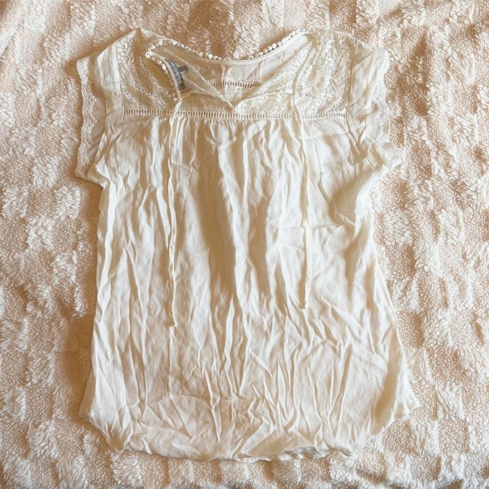 Boho Chic White Blouse Size L